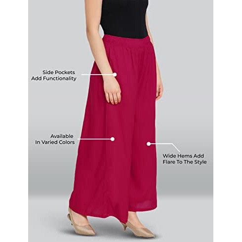 Lyra Women's Rayon Solid Regular Palazzo Free Size Pack Of 1, Rama
