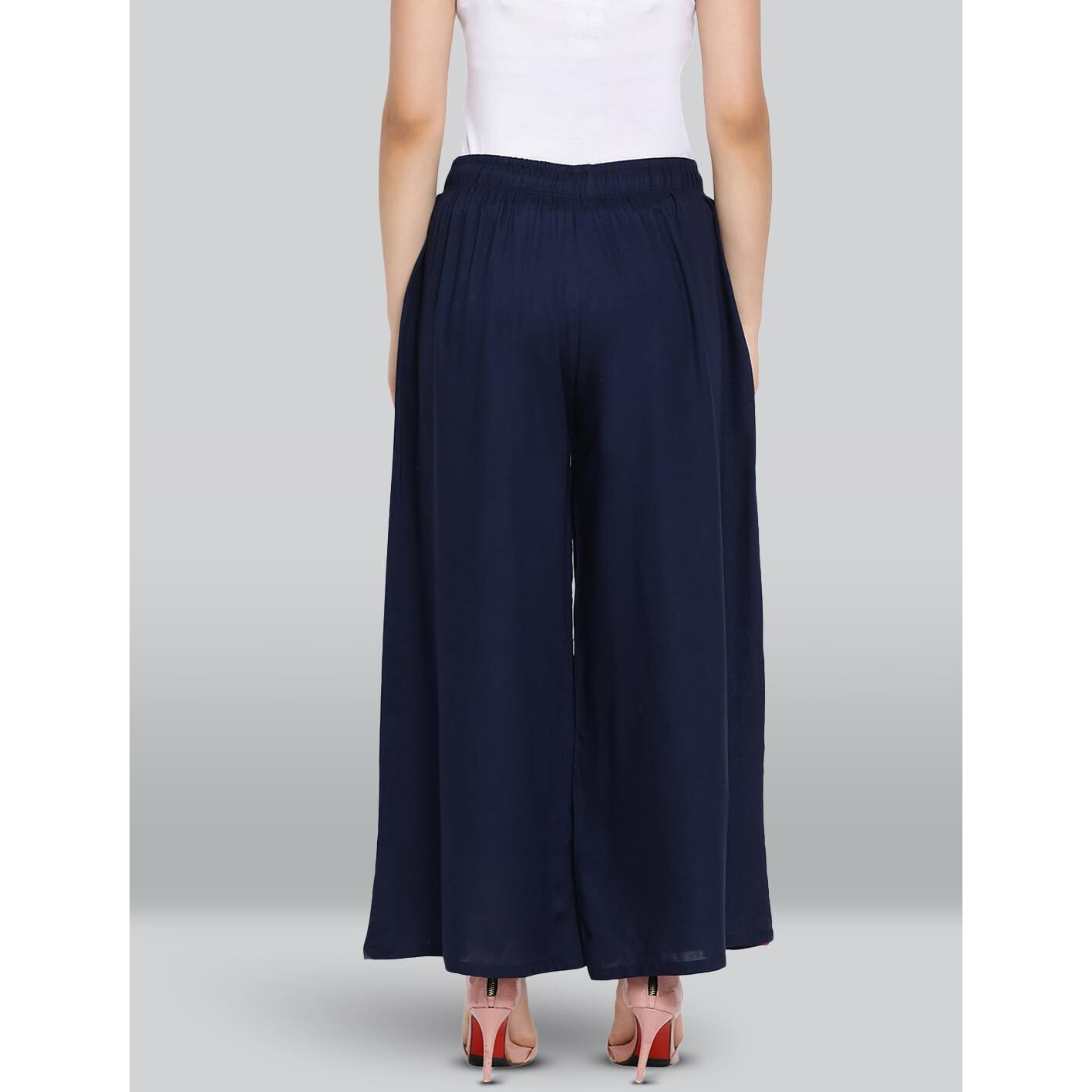 Lyra Regular Women's Rayon Solid Palazzo | Free Size Pack Of 1 Blue
