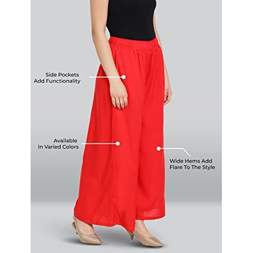 Lyra Women's Rayon Solid Palazzo | Free Size | Pack Of 1 Red