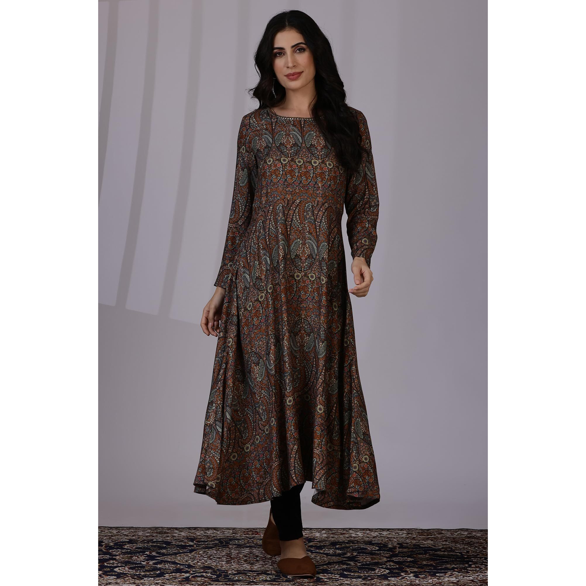 W For Woman Multicolour Printed Beads Flarred Dresses (Size 3Xl)-24Now11957-125030