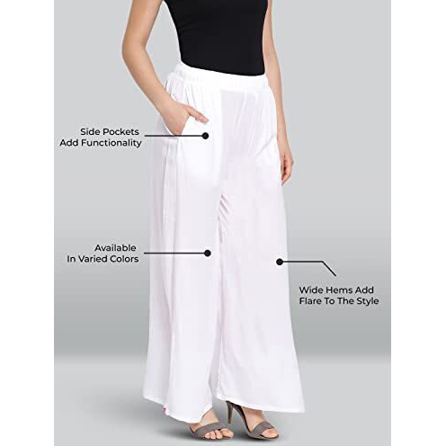 Lyra Women's Rayon Solid Palazzo | Free Size | Pack Of 1 White