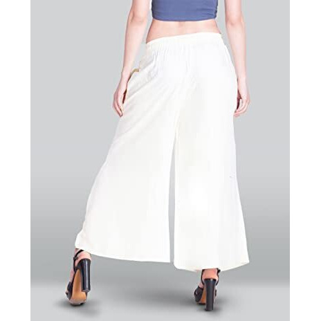 Lyra Women's Rayon Solid Palazzo | Free Size | Pack Of 1 White