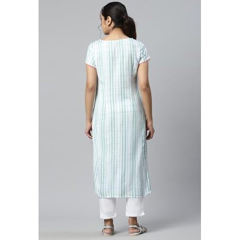 White Floral Motifs Dobby Kurta (Size L)-24Aua13363Ss-702539