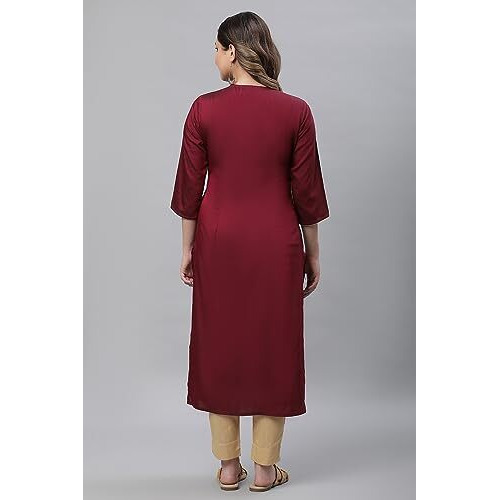 Wine Embroidered Festive Kurta (Size Xl)-24Aua14761-704675