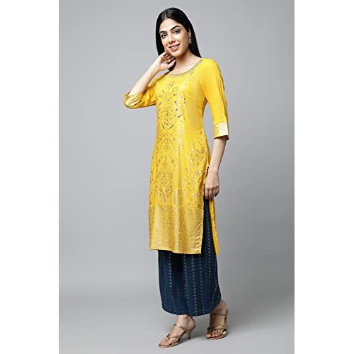 Yellow Embroiodered Festive Kurta (Size M)-24Aua14032-506943