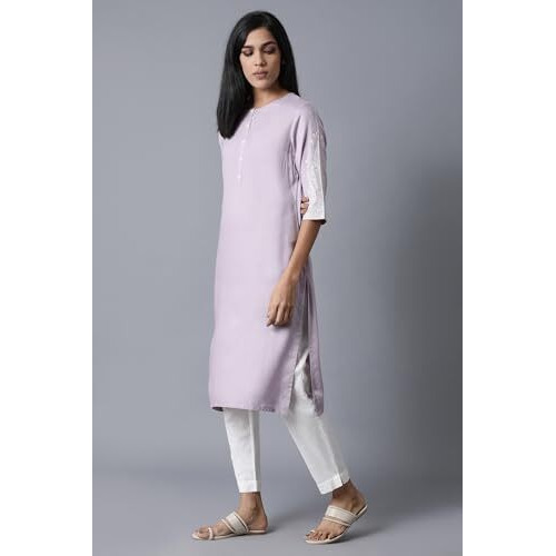 W For Woman Lime Green Polka Print Kurta (Size Xl)-24Auw14661-116395