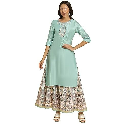 W For Woman Bright Blue Embroidered Kurta_24Auw10038-220489_2Xl
