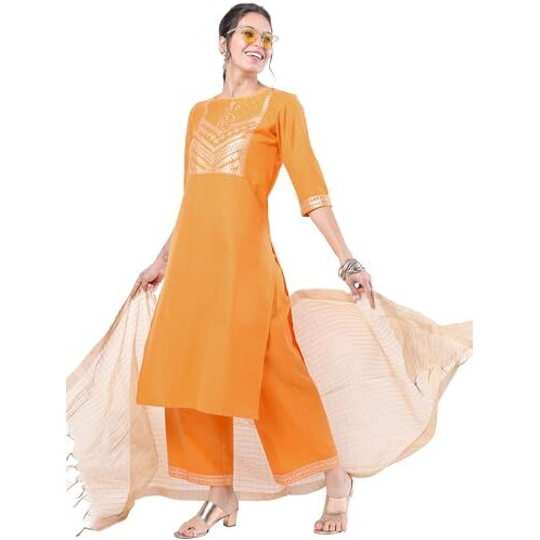 Ketch Women's Polyester Solid Regular Dress Shirt (Khk3000168_Yellow_L)