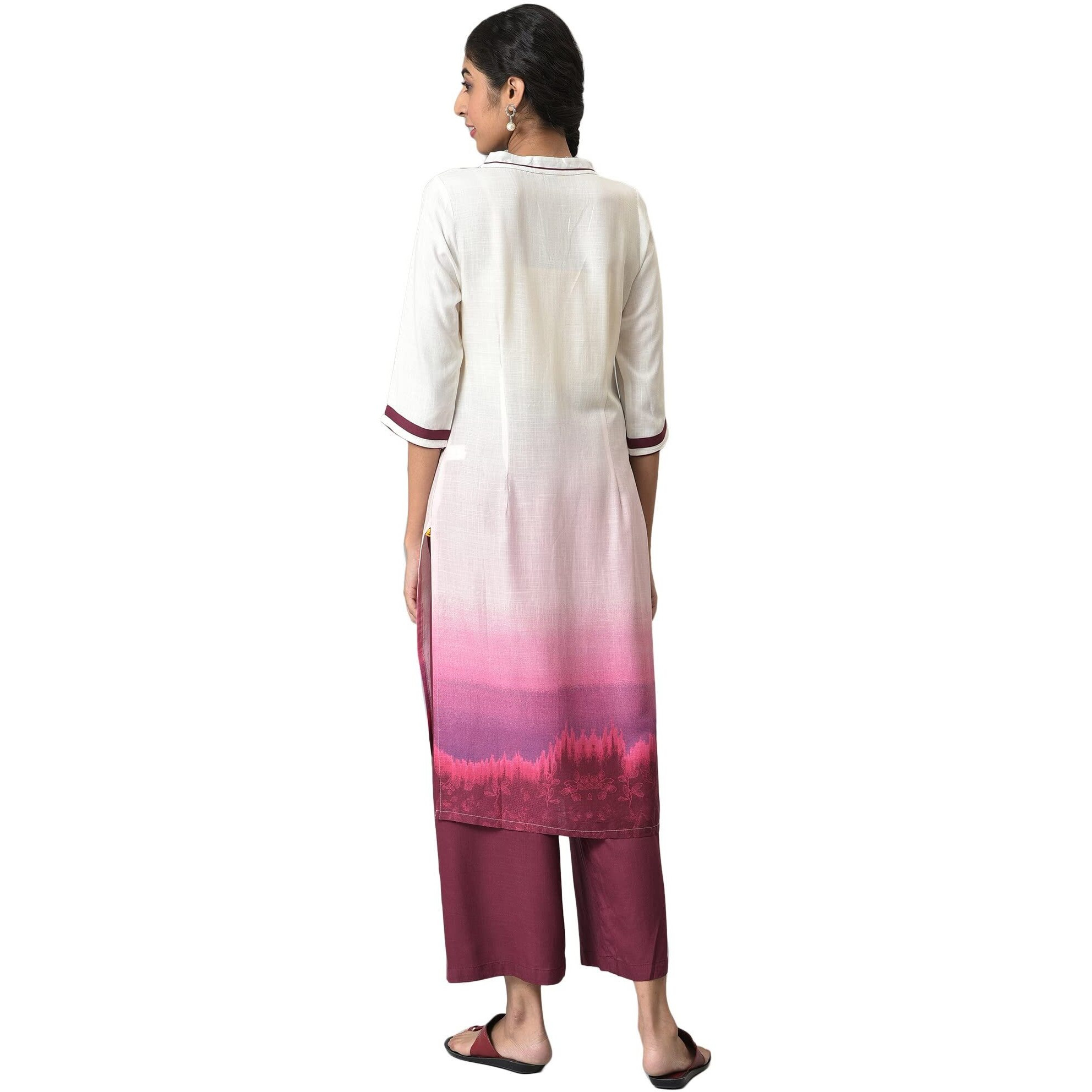 Aurelia White Printed Kurta With Maroor Palazzo (Size M)-24Auas13571-504542