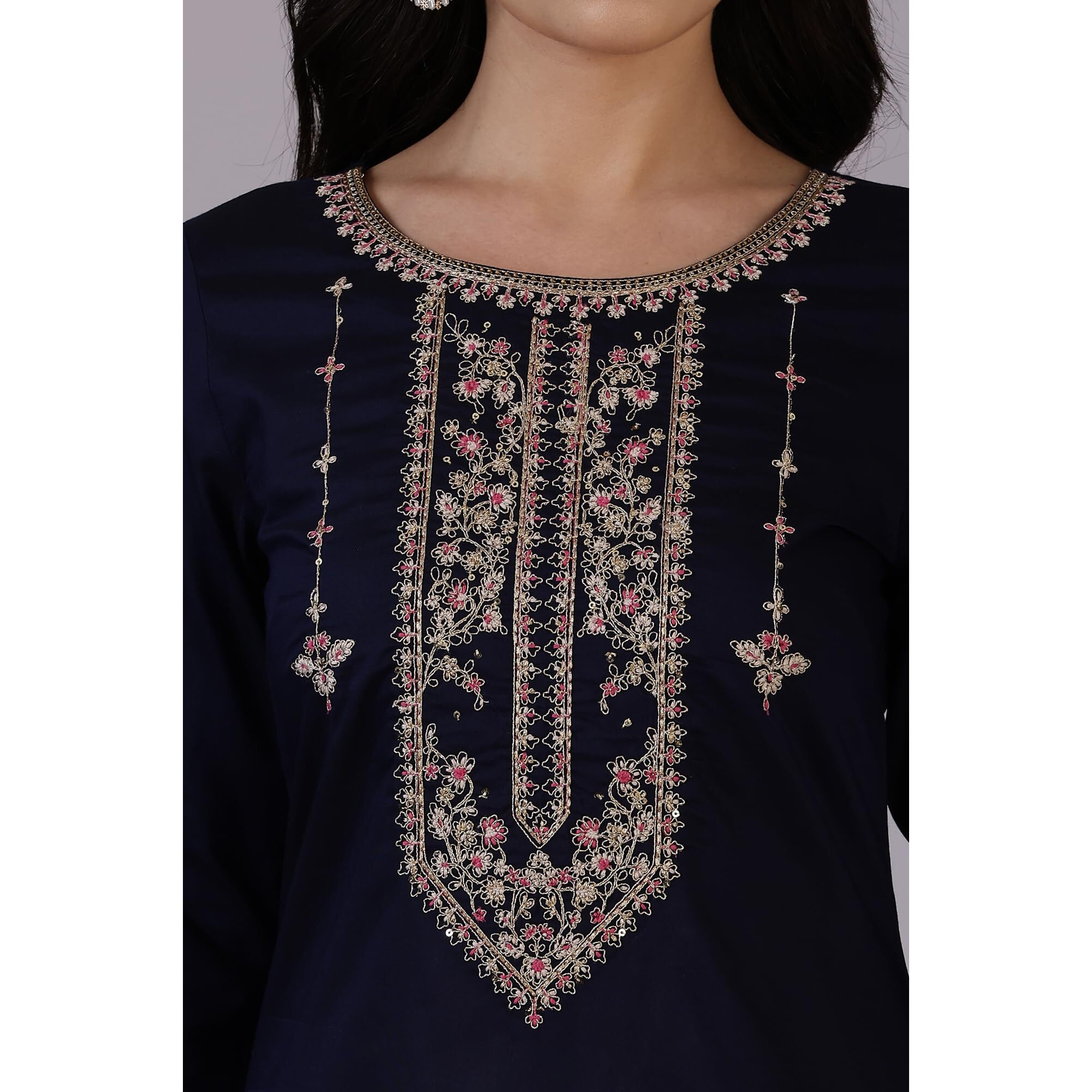 W For Woman Wine Embroidered Festive Straight Kurta (Size Xs)-24Austw10274-704729