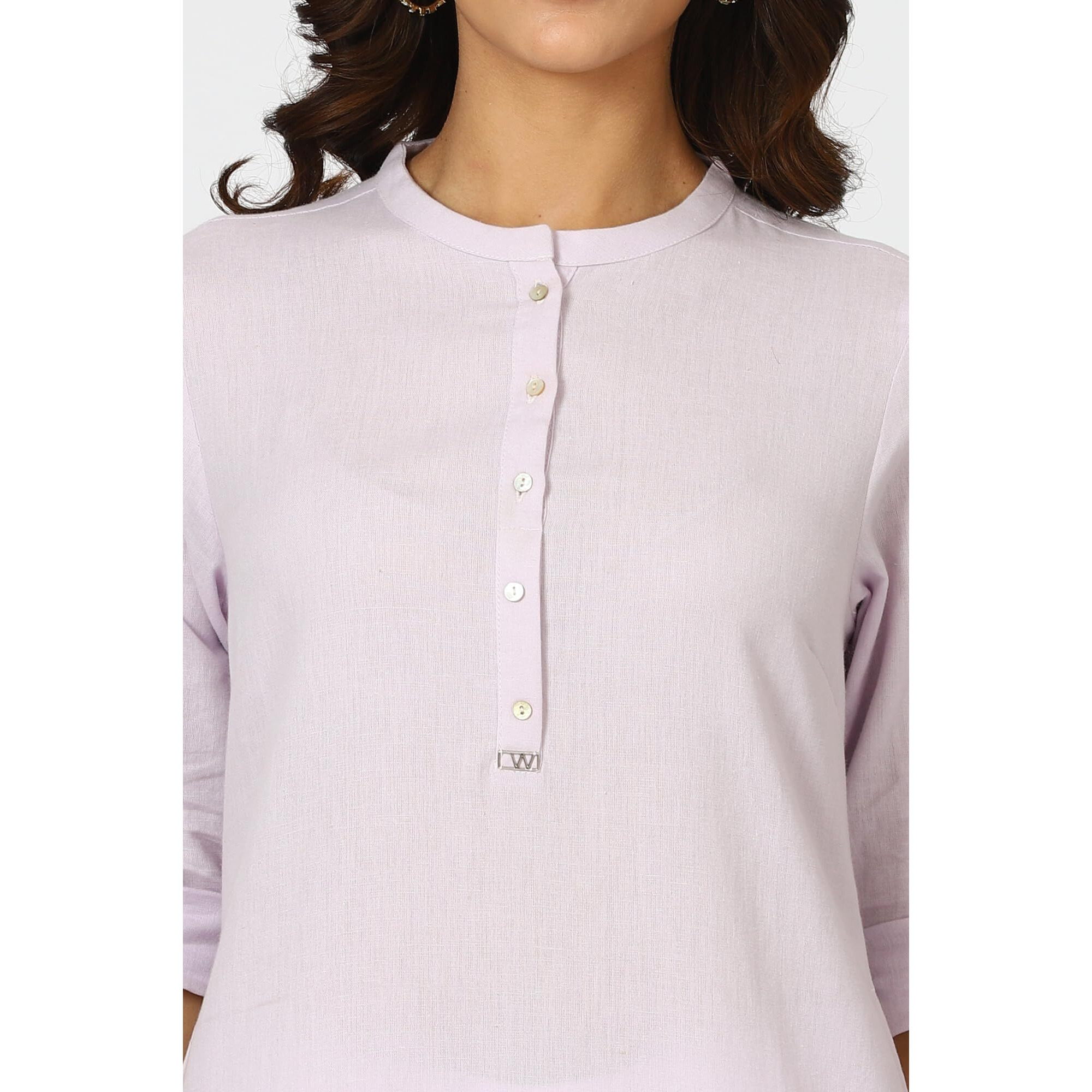 W For Woman Purple Solid Cotton Blend Straight Kurta (Size Xl)-24Onw12285-222981