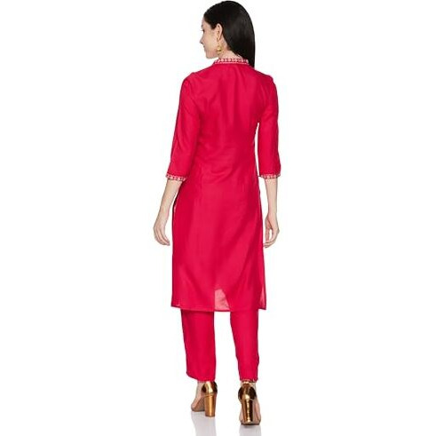 W For Woman Purple Embroidered Straight Kurta And Straight Pants Set