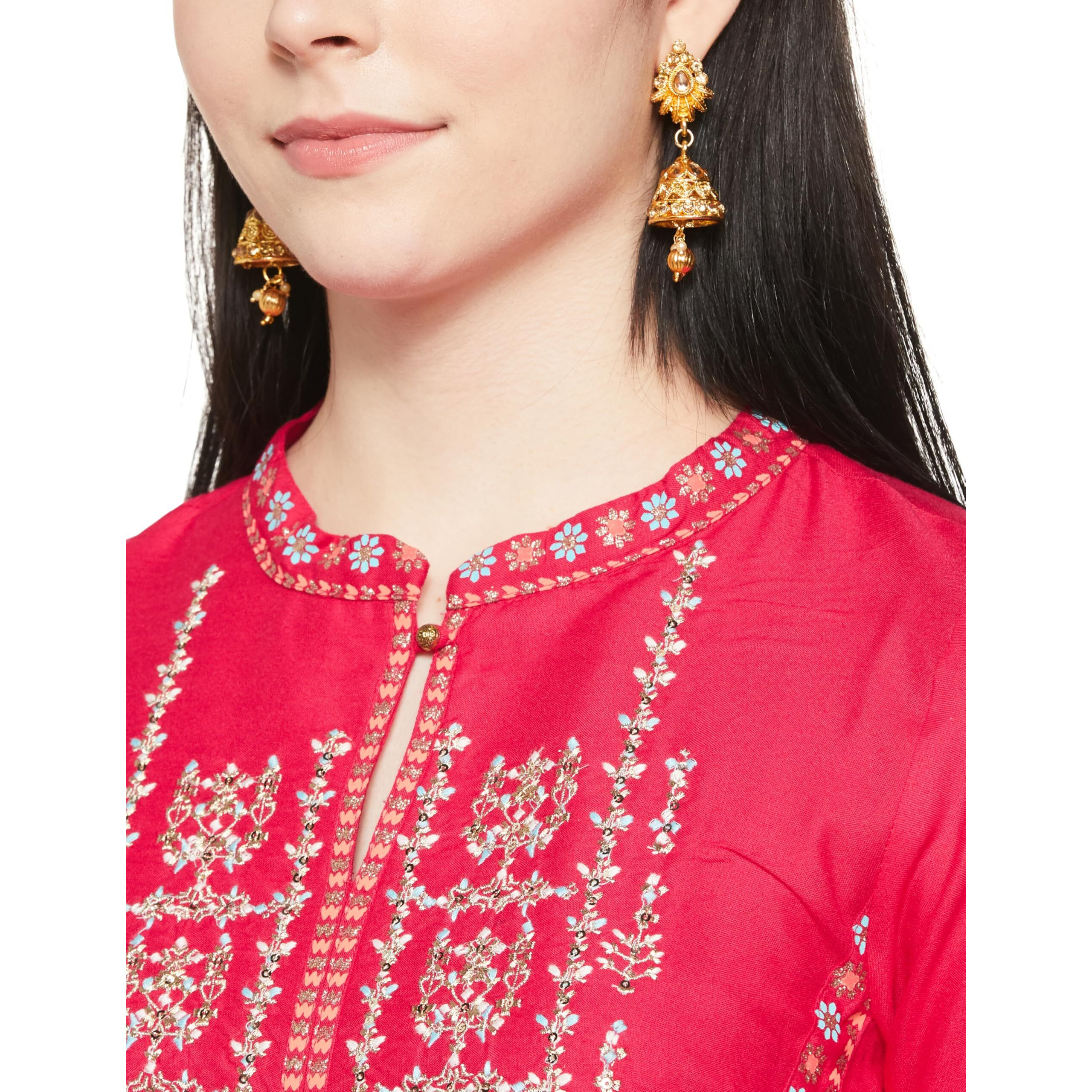 W For Woman Purple Embroidered Straight Kurta And Straight Pants Set