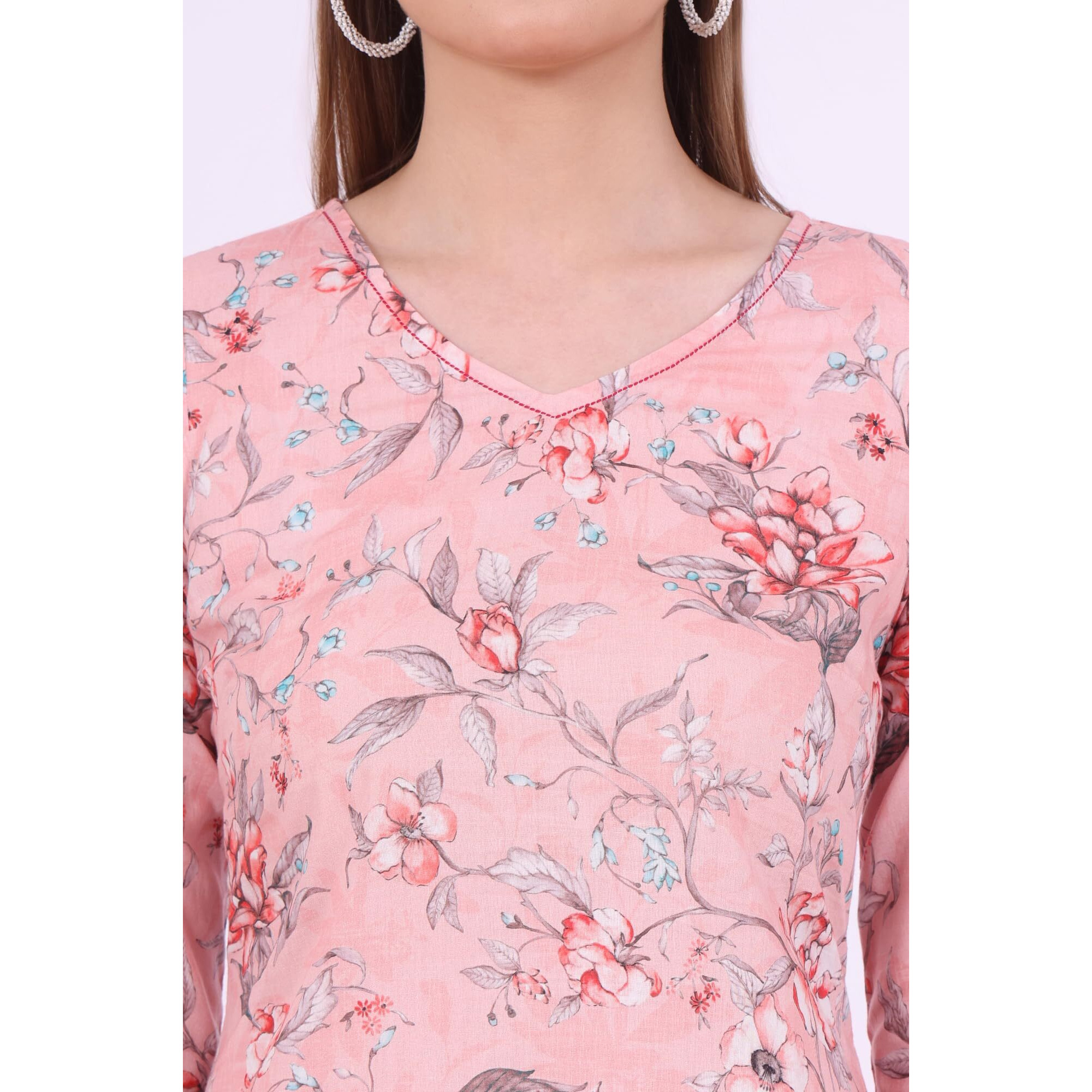 Aurelia Women's Pink Printed Pure Cotton Straight Kurta (Size Xl)-A15564-508775