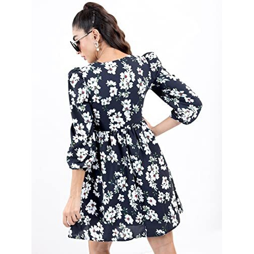 Ketch Women's Polyester Classic Calf Length Casual Dress (Khj6000033 Blue