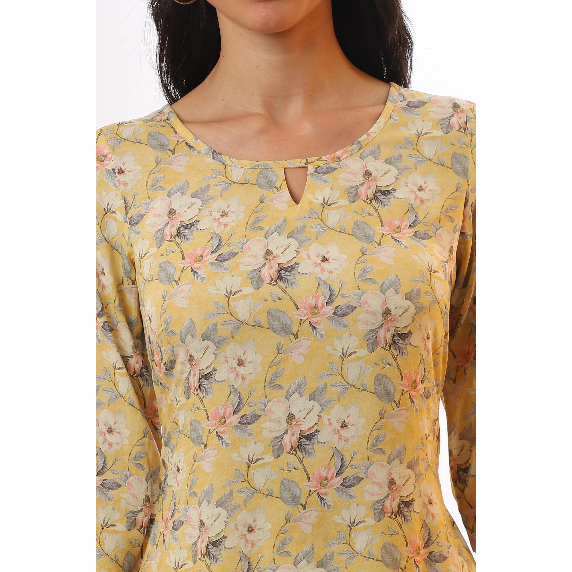 Aurelia Women's Yellow Printed A-Line Kurta (Size Xl)-A15591-508942