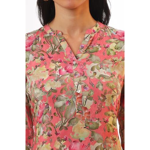 Aurelia Women's Pink Floral Printed Modal Straight Kurta (Size M)-A15698-508944
