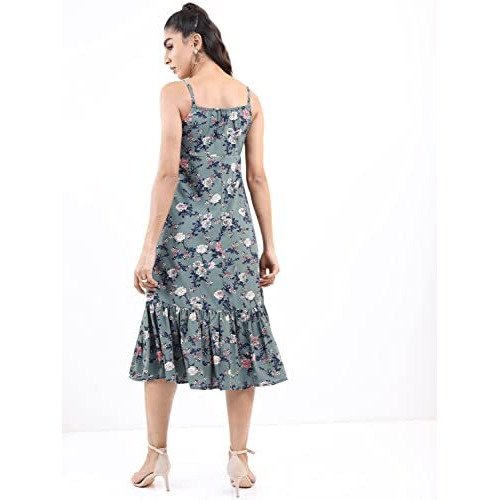 Ketch Women's Polyester Classic Calf Length Casual Dress (Khj6000055 Blue