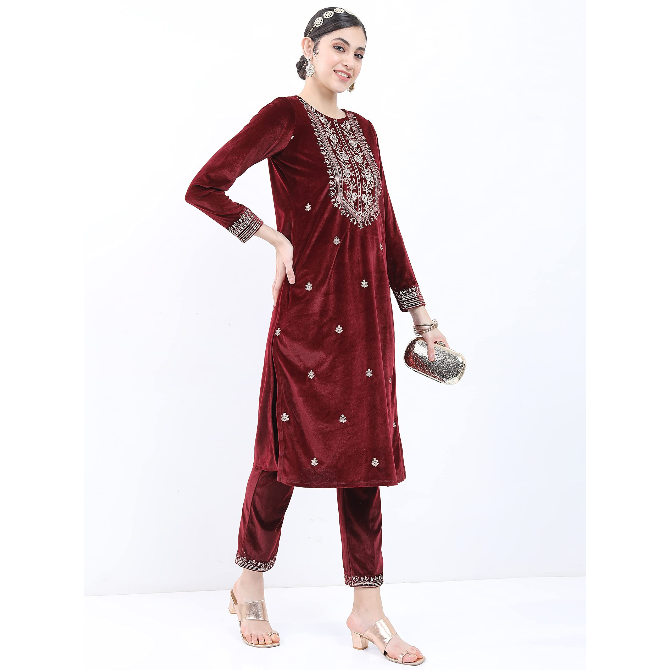 Ketch Polyester Womens Kurta&Pant&Dupatta (Khk3000434_Maroon