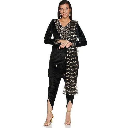 Ketch Polyester Womens Kurta&Palazzo&Shrug (Khk3000440_Black