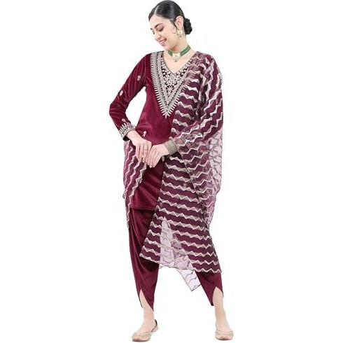 Ketch Polyester Womens Kurta&Pant&Dupatta (Khk3000442_Magenta