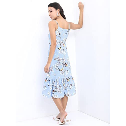 Ketch Women's Polyester Classic Calf Length Casual Dress (Khj6000075 Blue