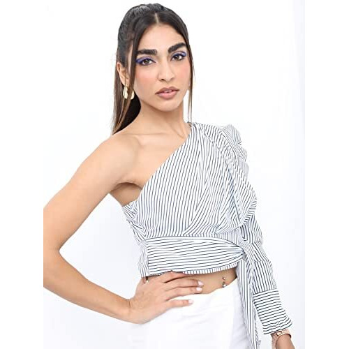 Ketch Women's Regular Fit Dress Shirt (Khtp000061_Off White/Navy