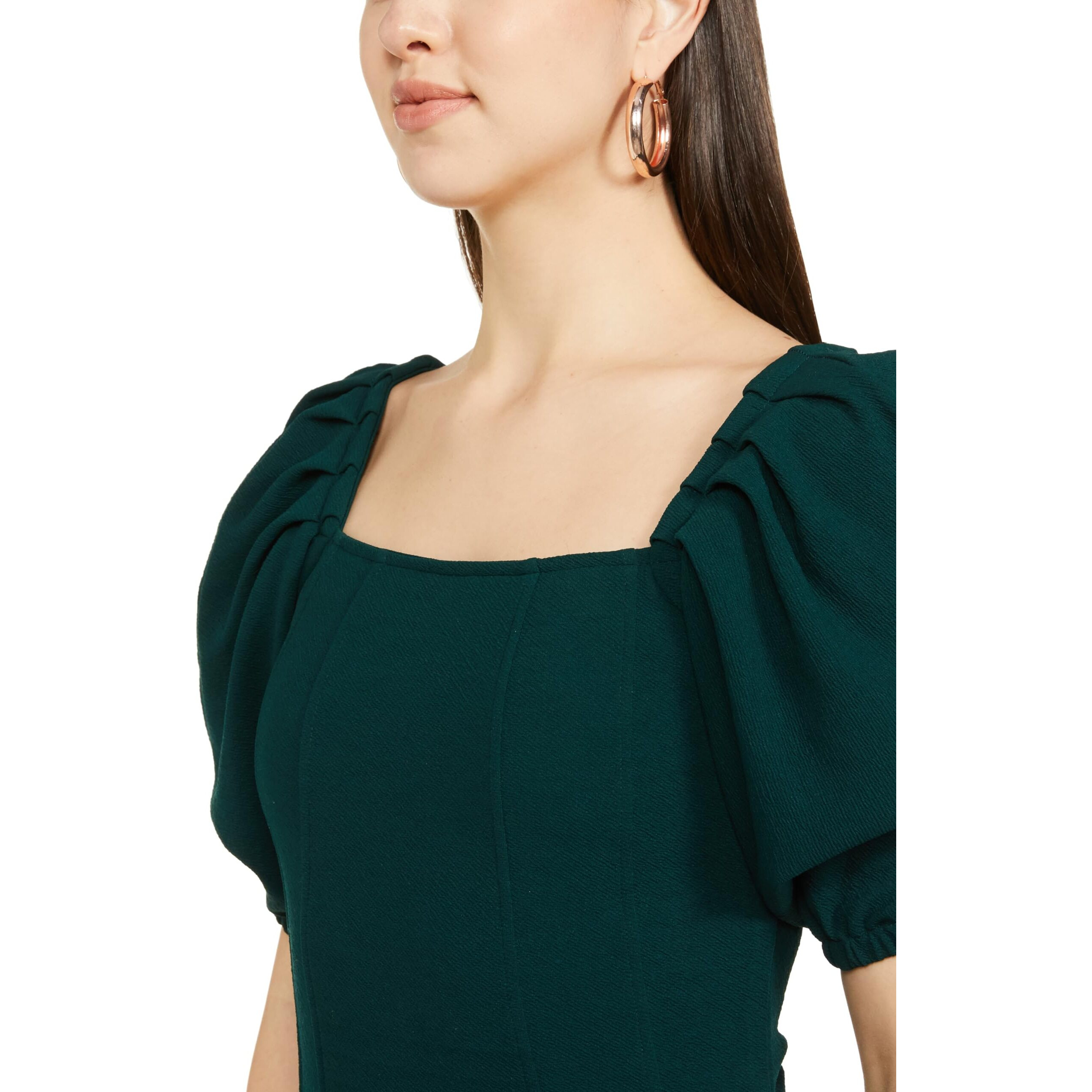 Ketch Women's Polyester Blend Classic Calf Length Casual Dress (Khj6000078 Green