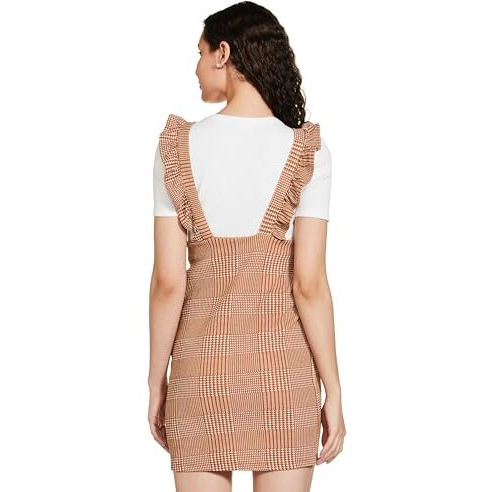 Ketch Women's Polyester Blend Classic Calf Length Casual Dress (Khj6000080 Brown