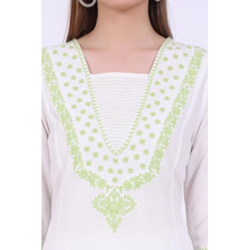 Aurelia Women's White Embroidered A-Line Kurta (Size Xl)-A15757-608250