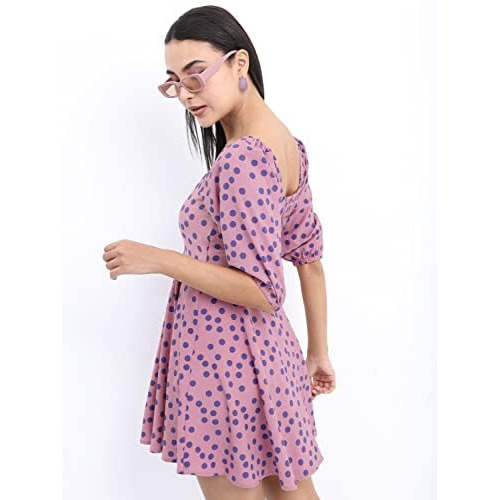 Ketch Women's Polyester Classic Calf Length Casual Dress (Khj6000099 Pink