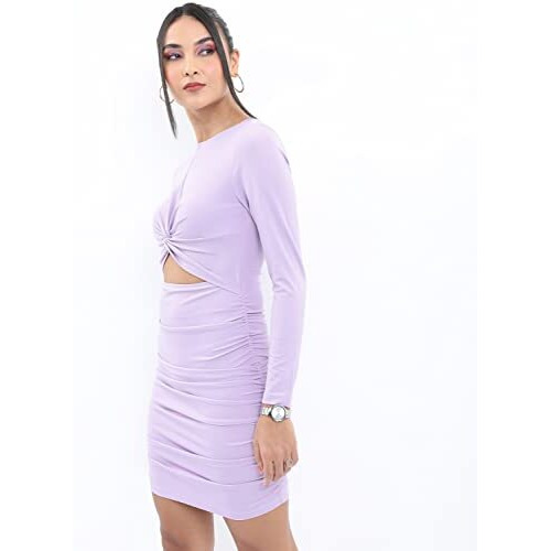 Ketch Women's Polyester Blend Classic Calf Length Casual Dress (Khj6000117 Purple