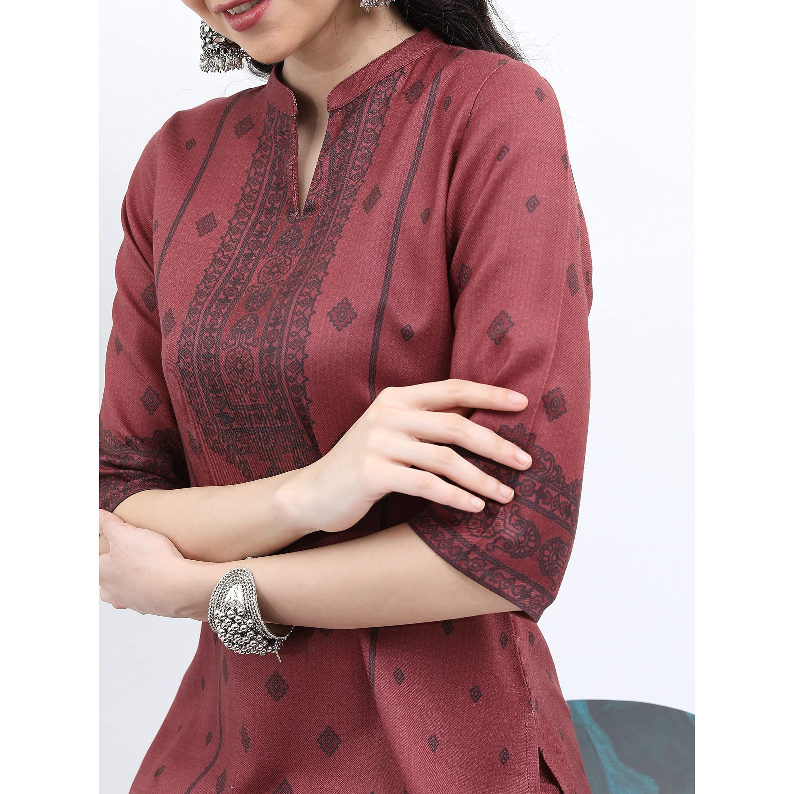 Ketch Polyester Womens Kurta With Palazzo (Khk3000464_Red