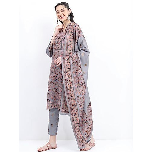 Ketch Women's Polyester Ethnic Set (Khk3000528_Mauve_L)