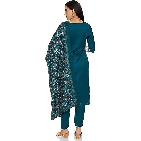 Ketch Polyester Womens Kurta&Pant&Dupatta (Khk3000537_Teal