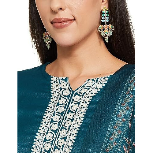 Ketch Polyester Womens Kurta&Pant&Dupatta (Khk3000537_Teal