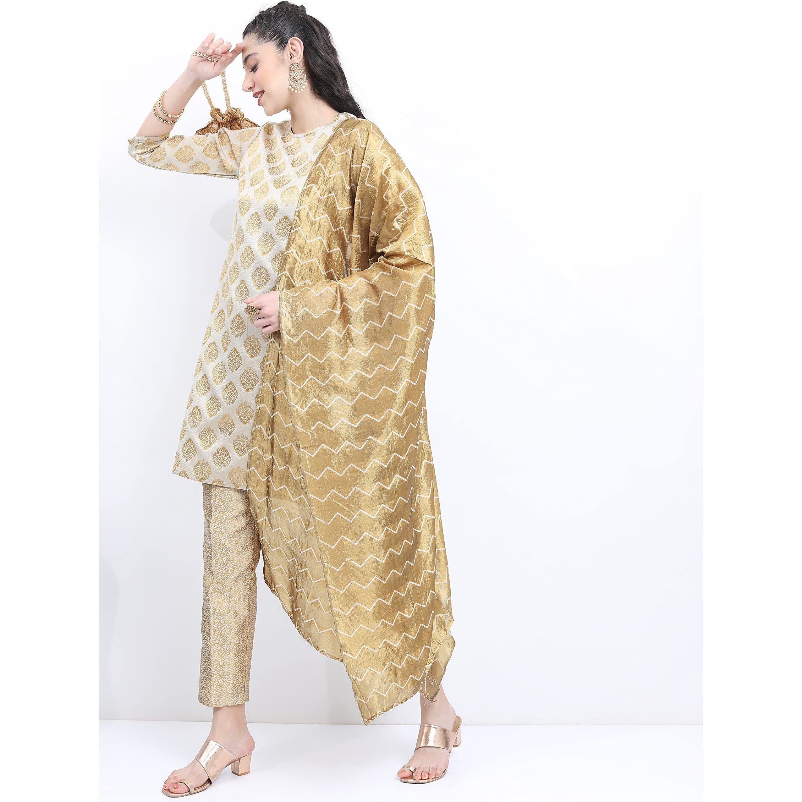 Ketch Polyester Womens Kurta With Palazzo (Khk3000543_Beige