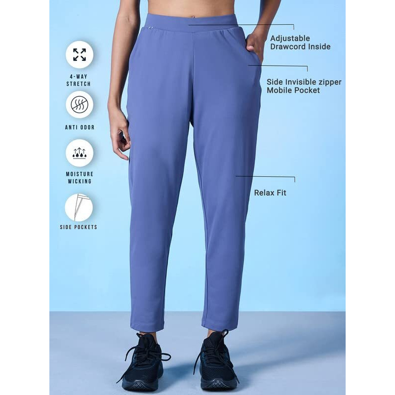 Nykd All Day Zipped Polyster Anti-Odor Go To Travel/Lounge Pants For Women With Pockets & Ultra Comfort For All Occasions Travel Pant, Nyat249, Dark Blue, Xl, 1N