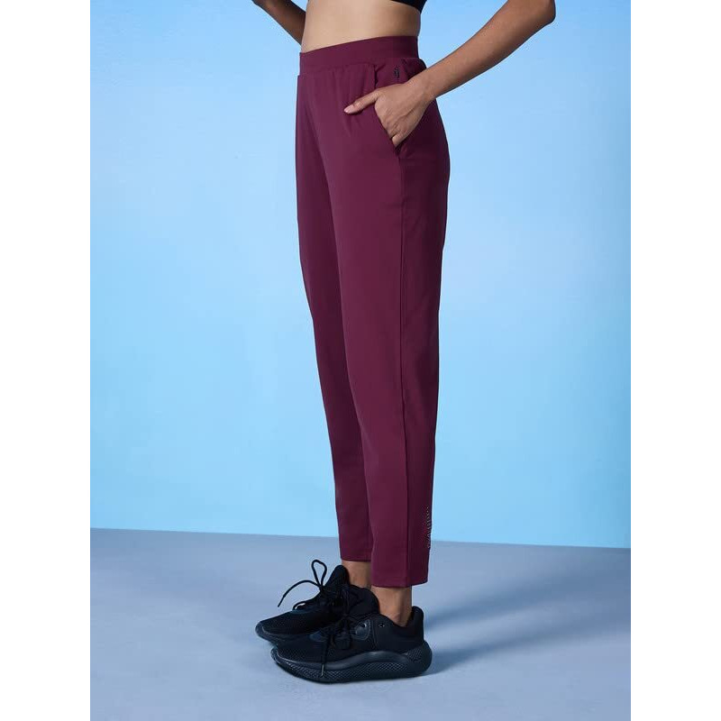 Nykd All Day Zipped Polyster Anti-Odor Go To Travel/Lounge Pants For Women With Pockets & Ultra Comfort For All Occasions Travel Pant, Nyat249, Wine, M, 1N