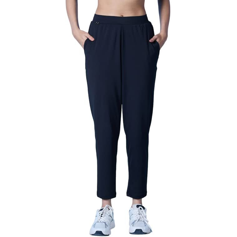 Nykd All Day Zipped Polyster Anti-Odor Go To Travel/Lounge Pants For Women With Pockets & Ultra Comfort For All Occasions Travel Pant, Nyat249, Black, Xl, 1N