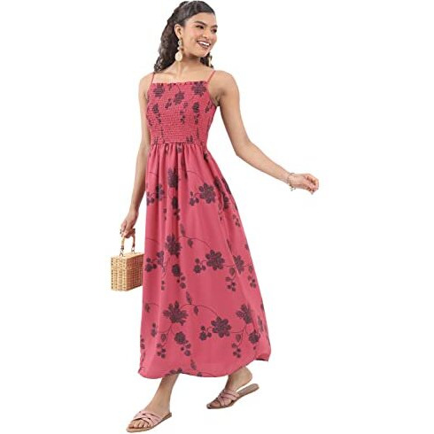 Ketch Women's Polyester Modern Midi Casual Dress (Khj6000138_Rose