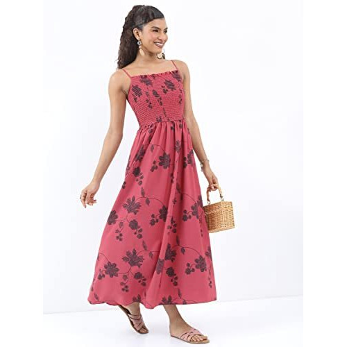 Ketch Women's Polyester Modern Midi Casual Dress (Khj6000138_Rose