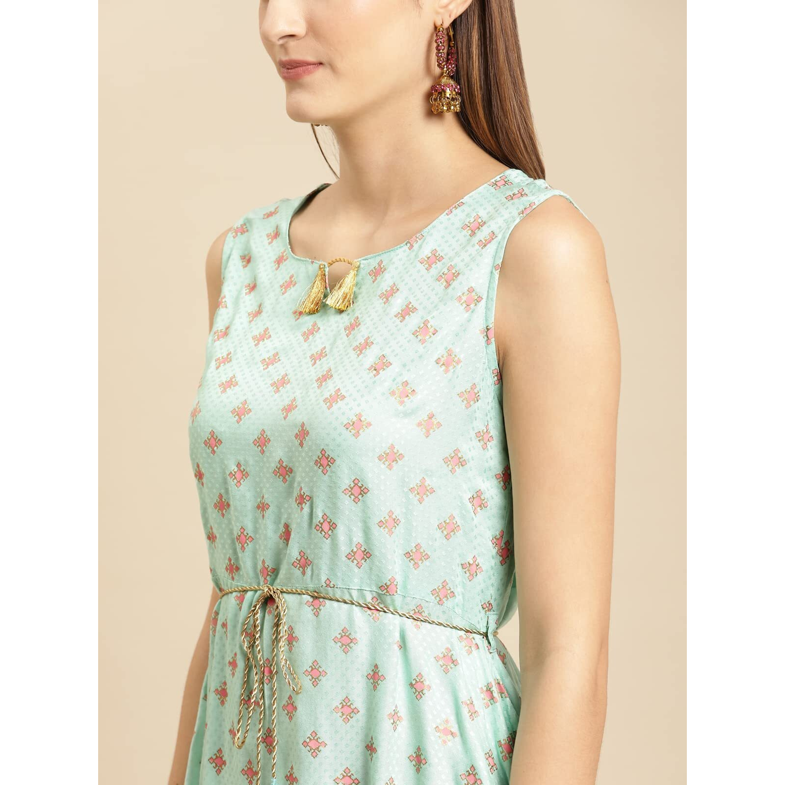Rangita Mint Green Rayon Calf Length Printed Asymmetrical Kurti For Women | Kurta For Women_2Xl