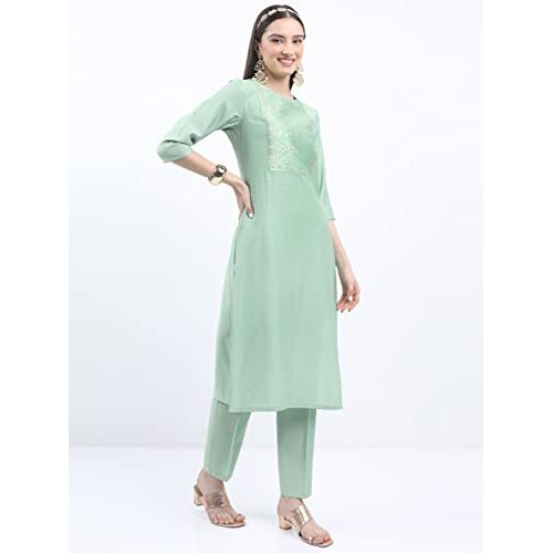 Ketch Polyester Womens Kurta With Palazzo (Khk3000623_Green