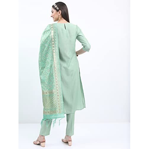 Ketch Polyester Womens Kurta With Palazzo (Khk3000623_Green