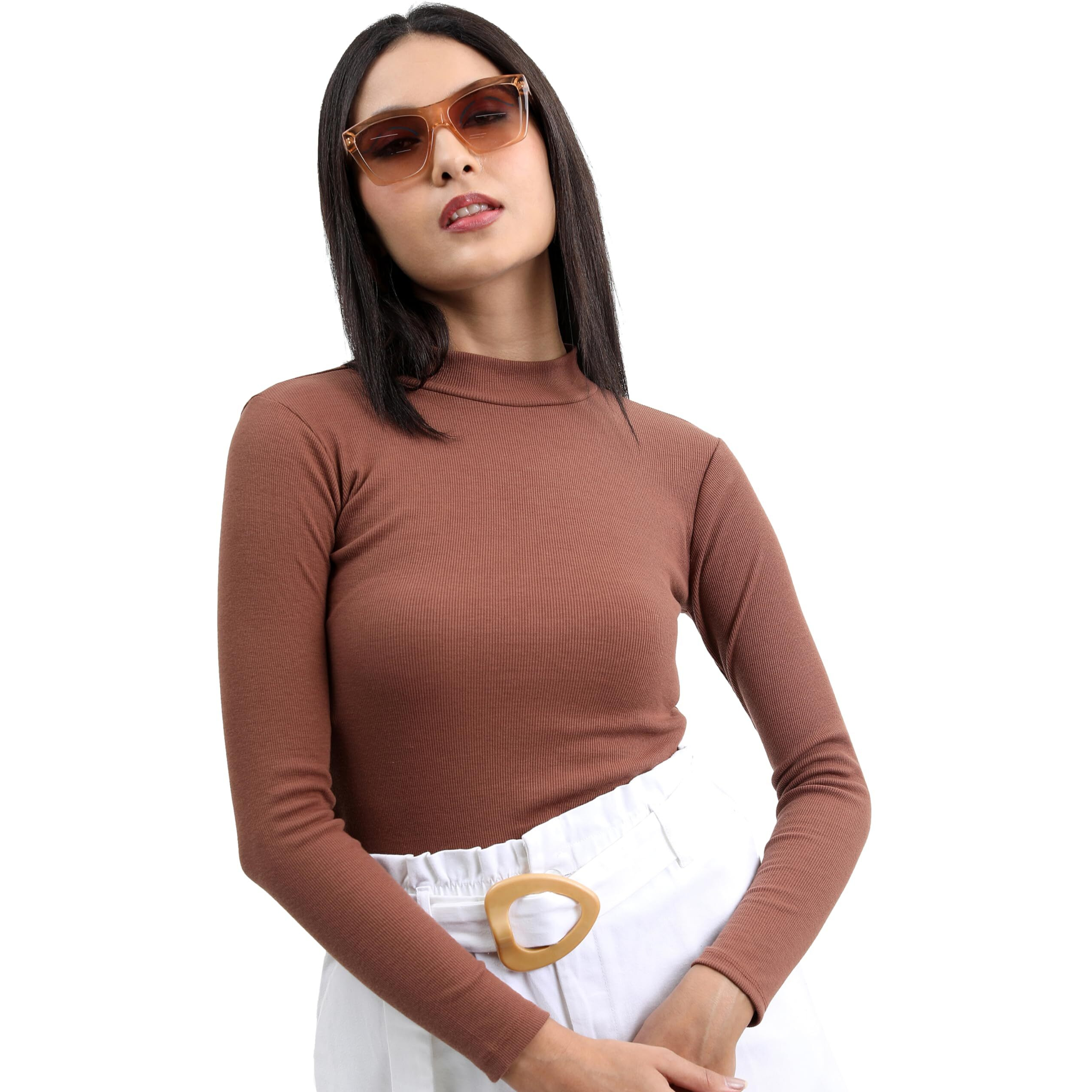 Ketch Women's Regular Fit Dress Shirt (Khtp000123_Brown