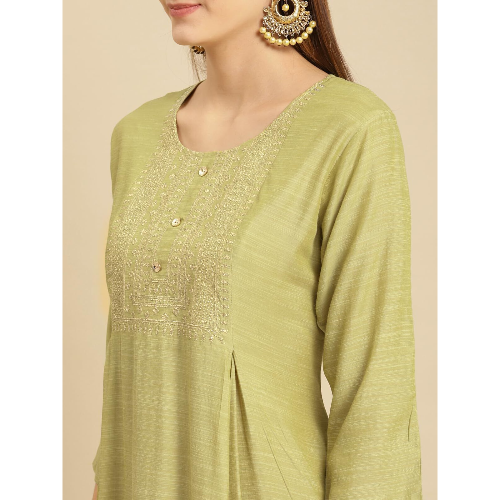 Rangita Mint Green Viscose Calf Length Embroidered Flared Kurti For Women | Kurta For Women_Xl