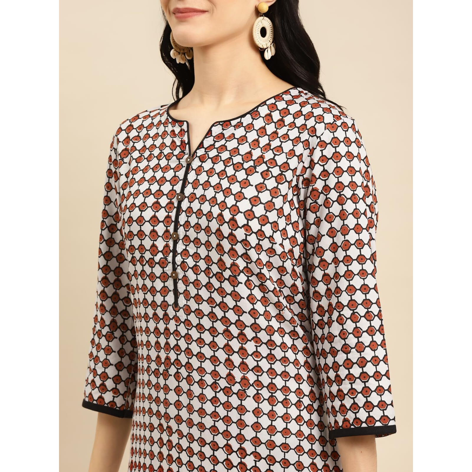 Rangita Brown Rayon Knee Length Printed Straight Kurti For Women | Kurta For Women_S