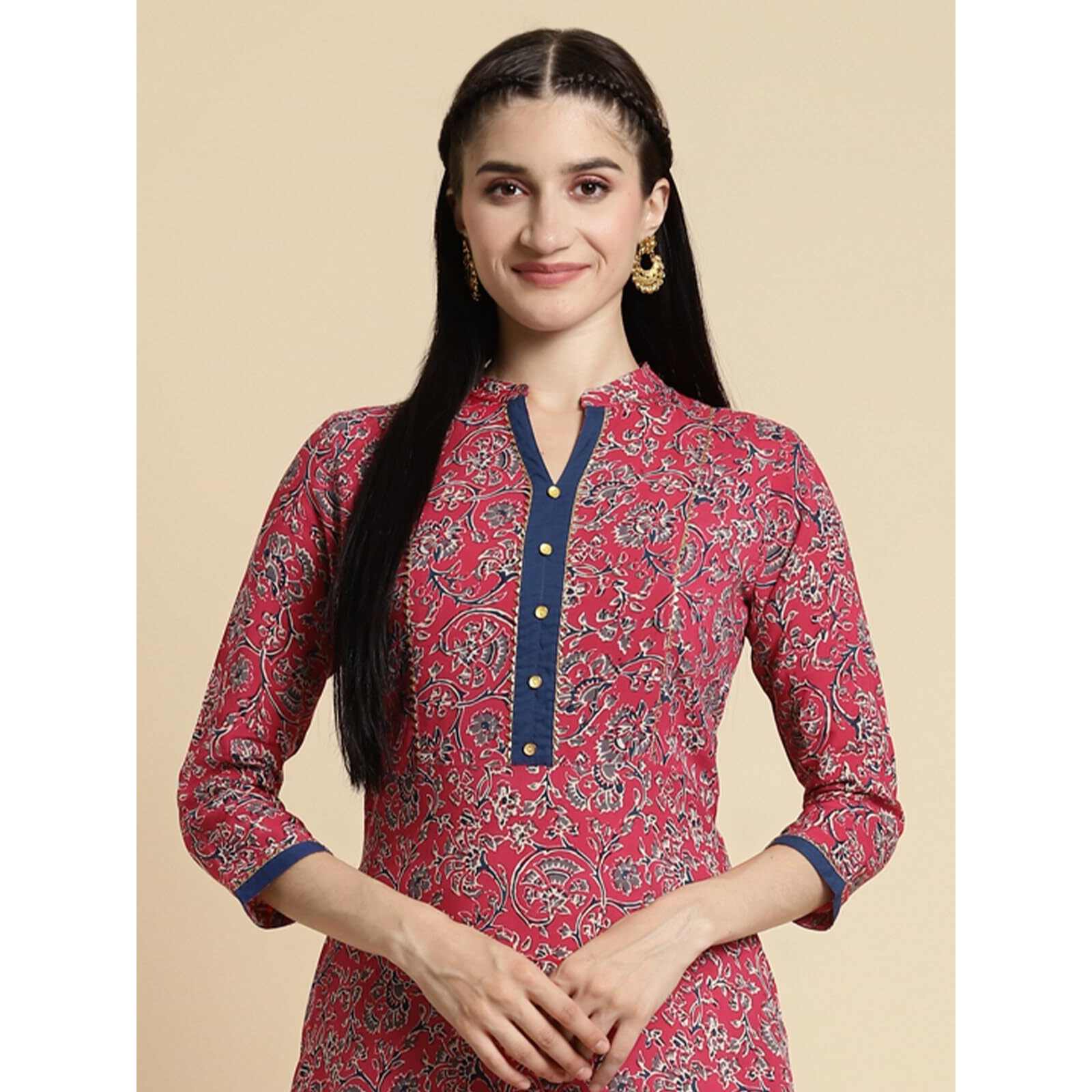 Rangita Pink Rayon Calf Length Printed Asymmetrical Kurti For Women | Kurta For Women_2Xl