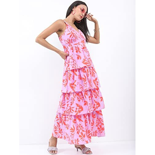 Ketch Women's Polyester A-Line Maxi Casual Dress (Khj6000236_Lilac